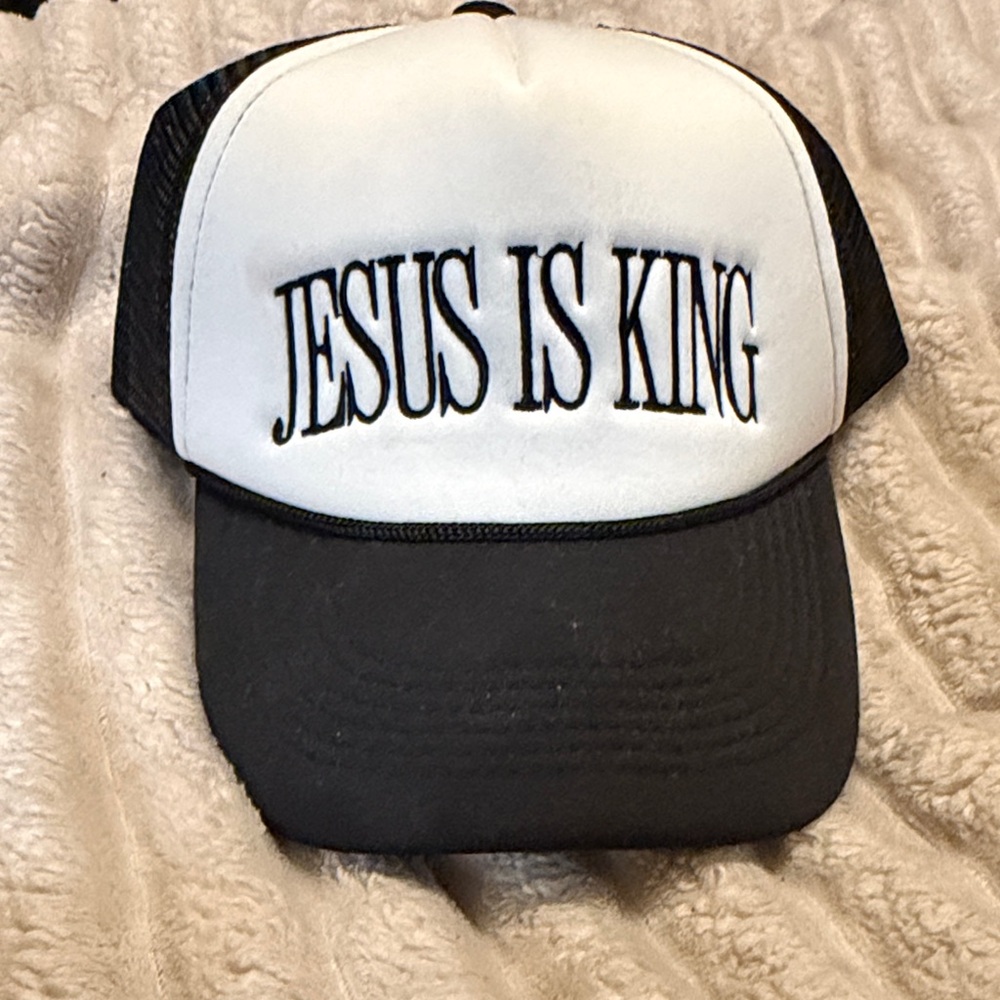 Black & White 'JESUS IS KING' Trucker Hat